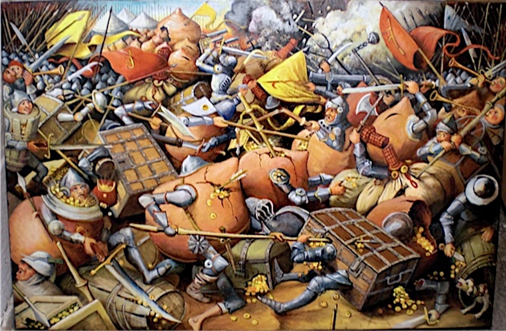 Images of a Battle of Money Boxes